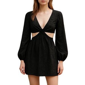 Rumer Giselle Long Sleeve Cut Out Mini Dress Black Size XS New with Tag